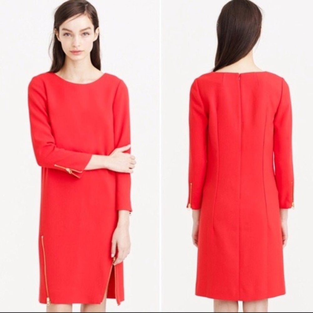Red J. Crew Zipper Dress